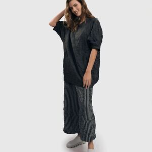 Vintage Peter Lai Designer Art To Wear  Gorgeous Crinkle Midi Dress Size M Black